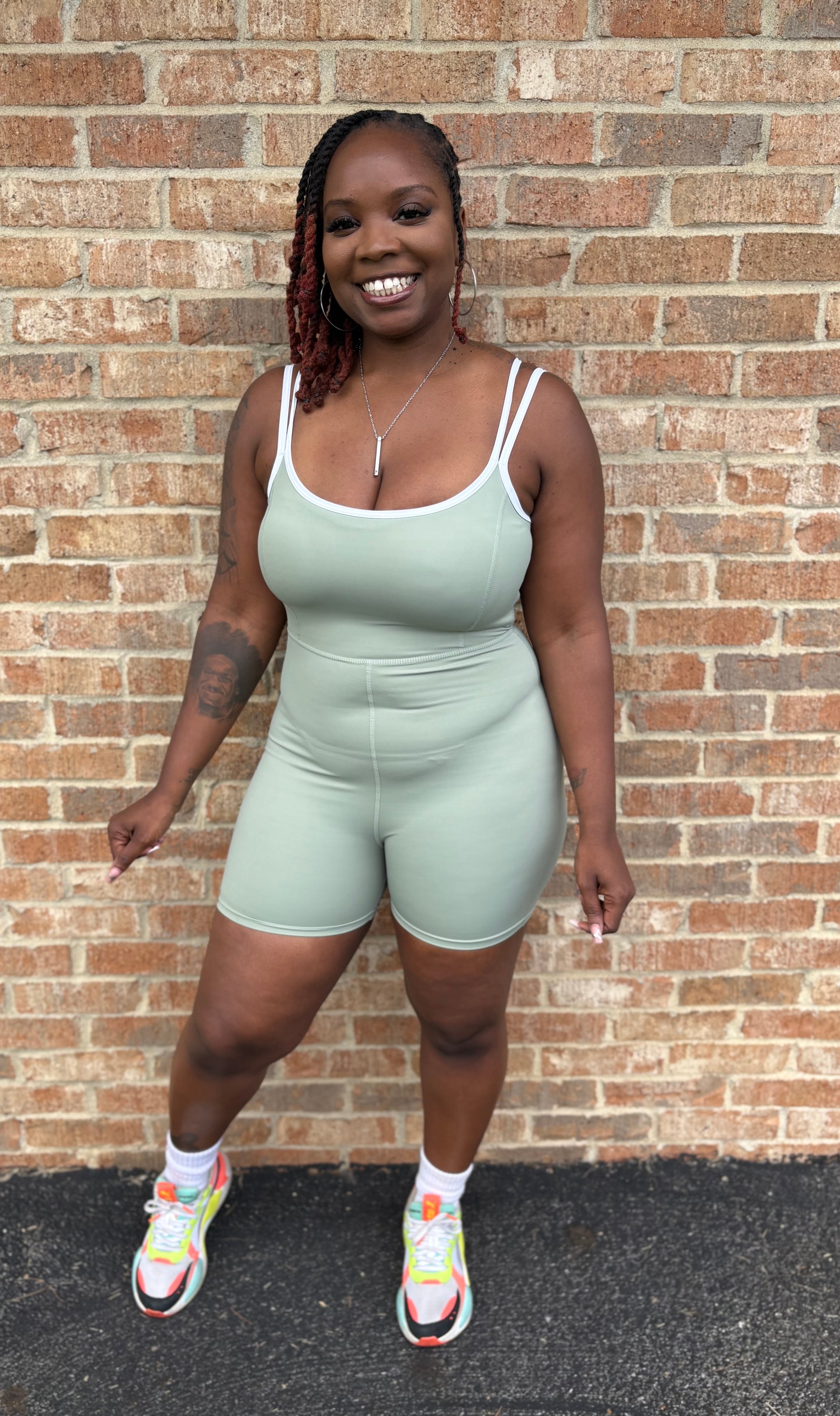 Biker Short Jumpsuit (Green) – Pretty Fit
